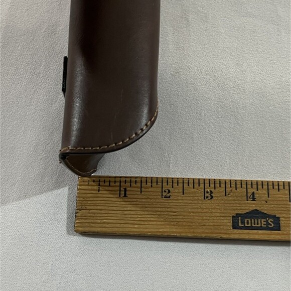 Ralph Lauren Brown Button Leather Eyeglasses Sunglasses Case Travel Belt Loop - Picture 10 of 10
